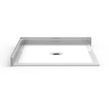 48 x 48 double entry barrier free shower pan with center drain and low threshold