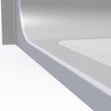 ADA roll-in shower stall 63 inches wide by 37 inches deep with rear square drain and multi-piece construction