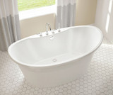 Clara 60-inch freestanding soaking bathtub with center drain and smooth AcrylX surface