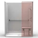 ADA Shower Stall | 63 x 37 | Single-Piece | Wing Wall | 4" Tile