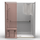 ADA Shower Stall | 65 x 40 | Single-Piece | Wing Wall | 4" Tile