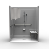 ADA Shower | 63 x 37 | One-Piece | Center Drain | Smooth