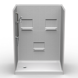Curbed Shower Stall | 60 x 42 | Multi-Piece | 8" Tile Pattern
