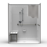 ADA Shower | 63 x 37 | One-Piece | Center Drain | 4" Tile