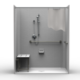 ADA Shower | 63 x 37 | One-Piece | Center Drain | 8" Tile | Beveled Threshold ADA Shower | 63 x 37 | One-Piece | Center Drain | 8" Tile | Beveled Threshold