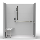 ADA Shower | 71 x 47 | One-Piece | Center Drain | Subway Tile