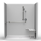 ADA Shower | 71 x 47 | One-Piece | Center Drain | Subway Tile