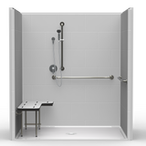 ADA Shower | 73.5 x 47 | 1-Piece | Center Drain | Subway Tile ADA Shower | 73.5 x 47 | 1-Piece | Center Drain | Subway Tile