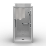 42 x 38 stand up shower stall with single-piece construction and 4-inch tile pattern walls