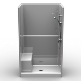 Curbed Shower | 48 x 36 | Built-in Seat | Single-Piece | Smooth