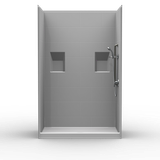 60 x 38 stand up shower stall single-piece with subway tile wall pattern and curbed shower base