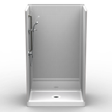 Best Bath 48 x 32 multi-piece shower stall with subway tile pattern and 4-inch curb