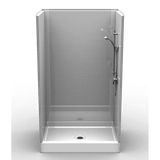 Best Bath 48 x 36 multi-piece shower stall with subway tile pattern and 4-inch curb