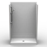 Best Bath 54 x 30 multi-piece curbed shower stall with subway tile wall pattern
