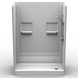 54 x 30 curbed shower kit with reinforced fiberglass construction and subway tile design