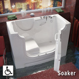 30 x 60 wheelchair accessible walk-in tub with low-entry threshold, safety grab bar and contoured seat