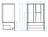 48 x 34 multi-piece shower stall dimensions with 7-inch curb and 72.75-inch height