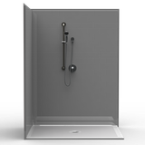 60 x 48 barrier-free corner shower stall with multi-piece walls and accessible low-threshold entry