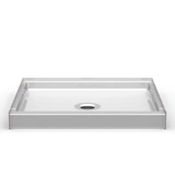 42 x 36 curbed shower pan with center drain and 4 inch threshold