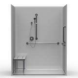ADA Shower Stall | 63 x 37 | Front Trench Drain | Subway Tile