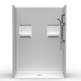 60 x 36 roll-in shower with smooth walls, barrier-free entry and center drain