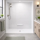 62 x 38 ADA compliant multi-piece barrier-free shower with accessible low-threshold entry