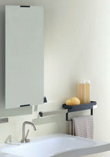 Grab Bar Shelf + Towel Holder in Oxide Gray