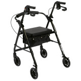 Rollator Rolling Walker with 6" Wheels | Padded Seat | Black