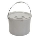 Heavy Duty Bariatric Folding Bedside Commode Chair with a white bucket and lid