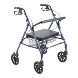 Rollator rolling walker with 6-inch wheels, padded seat, and adjustable handles