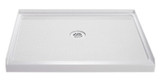 Double Threshold Shower Base, 32 x 32 inches, with a corner drain, modern design, and textured surface for slip resistance