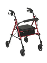 Adjustable Height Rollator Rolling Walker | 6" Wheels | Red