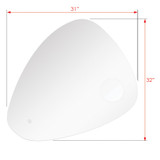 LED bathroom mirror with touch sensor, rounded design, dimensions 31" x 32"