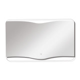 LED bathroom mirror with touch sensor, rectangular shape, with a wavy design and sleek reflective surface