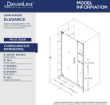 Dreamline Elegance Frameless Pivot Shower Door 44 1/4 to 46 1/4 in | Spec Sheet