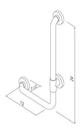 12 x 24 Inch L-Shaped Grab Bar | 449 wt cap | 5 Colors (G25JBL19)