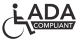 ADA Compliant logo with a person in a wheelchair