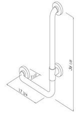 18 x 36 Inch L-Shaped Grab Bar | 449 wt cap | 5 Color Options (G25JBL20)