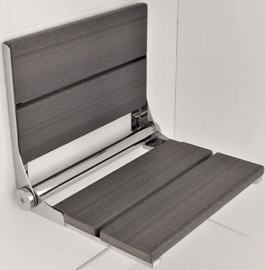 Folding Shower Seat | Rich Wood Grain Look | 500lbs Capacity in Driftwood Gray