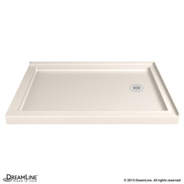 Double Threshold Shower Base | 48 x 34 | Right Drain | Biscuit
