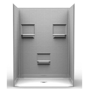 Walk In Shower | 60 X 48 | Multi-Piece | Curbless | Square Tile