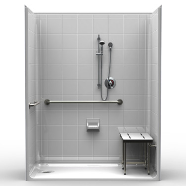 ADA Shower Stall | 8" Tile Finish | Multi-Piece | 63 x 31 ADA Shower Stall | 8" Tile Finish | Multi-Piece | 63 x 31