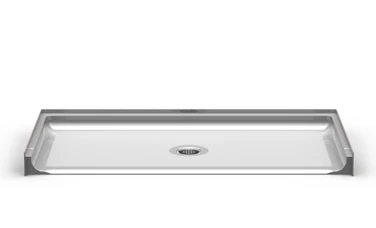 ADA-compliant roll-in shower base, 63 x 42 inches, with smooth surfaces for easy cleaning and accessibility