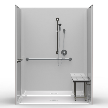 ADA Shower | 63 x 37 | Code Compliant | Multi-Piece | Smooth Finish