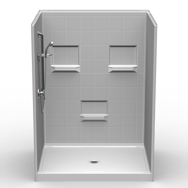 Curbed Stand Up Shower | 60 x 48 | Multi-Piece | 8" Tile Pattern