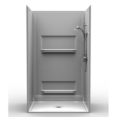 48 x 36 Curbless Shower | Four-Piece | Subway Tile Pattern