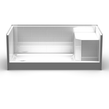 Shower Base With Molded Seat | 60 x 30 | L/R Drain | 5" Curb
