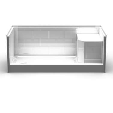 Shower Base With Molded Seat | 60 x 34 | L/R Drain | 5" Curb