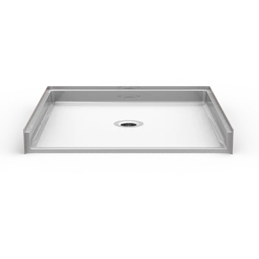 Curbless shower pan, 48 x 48 inches, center drain, barrier-free design, smooth finish