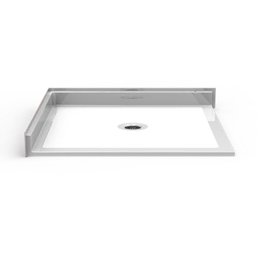 48 x 48 double entry barrier free shower pan with center drain and low threshold